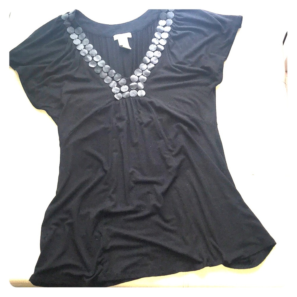 Vertigo Paris Top with “Leather” Trim || Size M